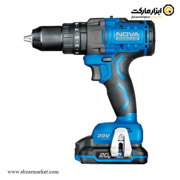 دریل شارژی چکشی نووا براشلس لیتیوم 20 ولت